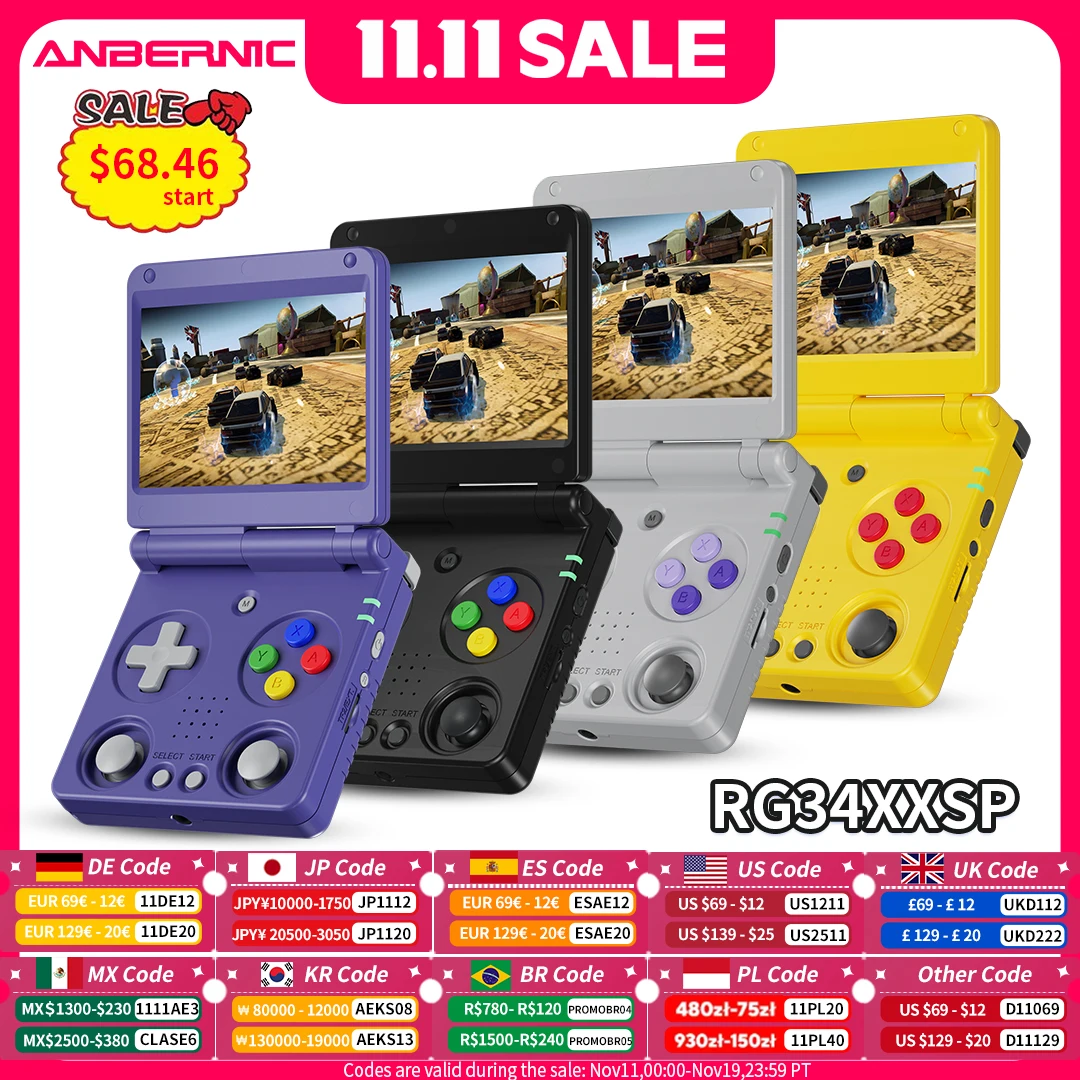 ANBERAlfred-Console de jeu RG40XX H, système 64 bits, Linux, écran IPS 4.0 pouces, joystick, éclairage RVB, rétro