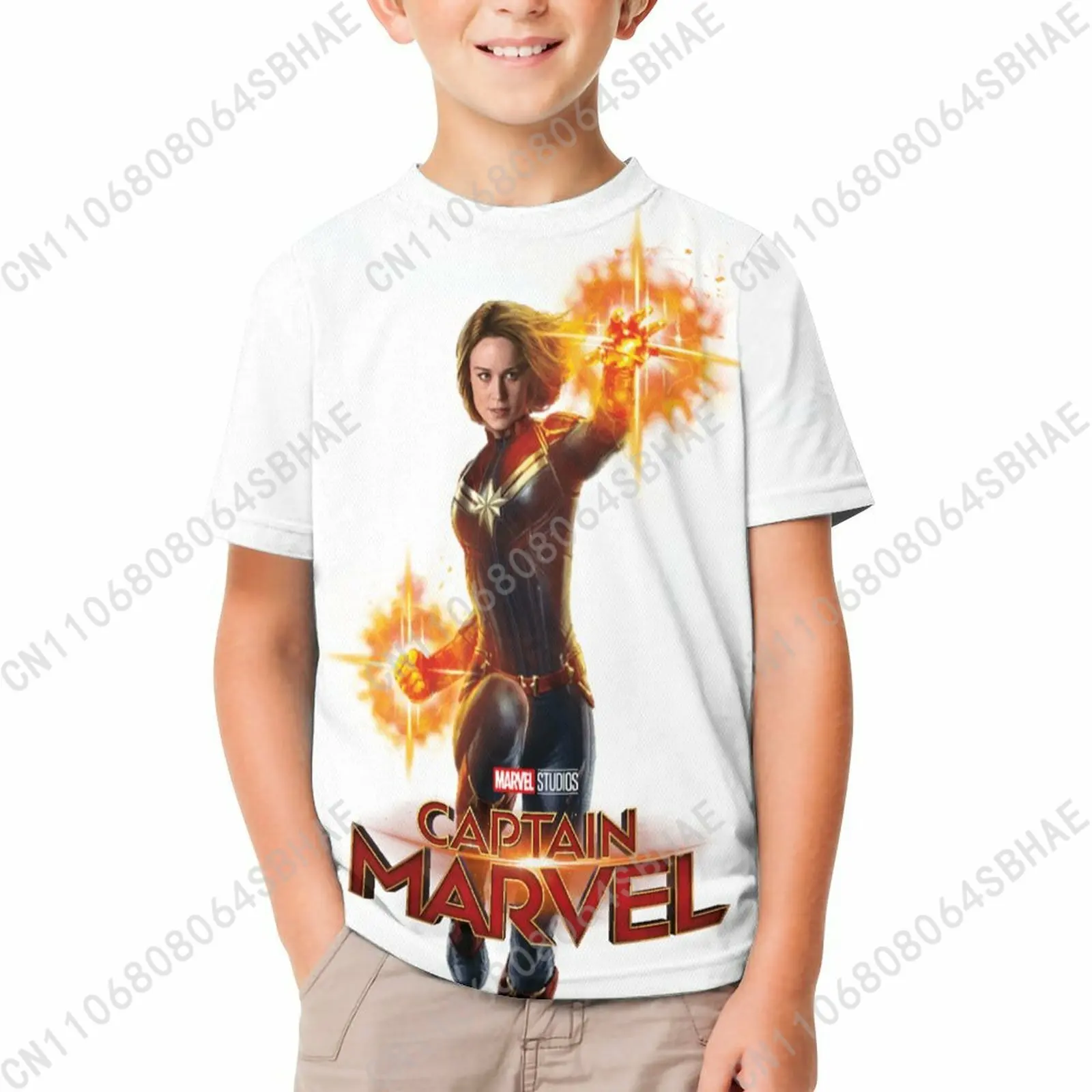 

Marvel Captain Marvel T Shirt Boy Girl Short Sleeve Print Cotton TShirt Comfortable Crew Neck Children Child Tee Cosplay