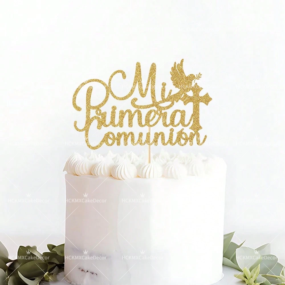 3 Stück/6 Stück goldene Papierkreuz-Kuchendekorationen für Taufe und Kommunion, für Babyparty, Geburtstag, Taufe, Party, Kuchen, Dessert-Dekoration – Detail 2