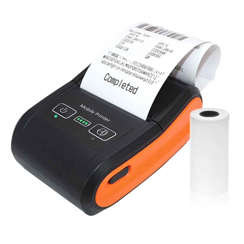 Portable Receipt Printer 58mm Mini Thermal Printing Wireless BT USB Connection 203dpi Mobile Printer with 2 Inch Thermal Paper