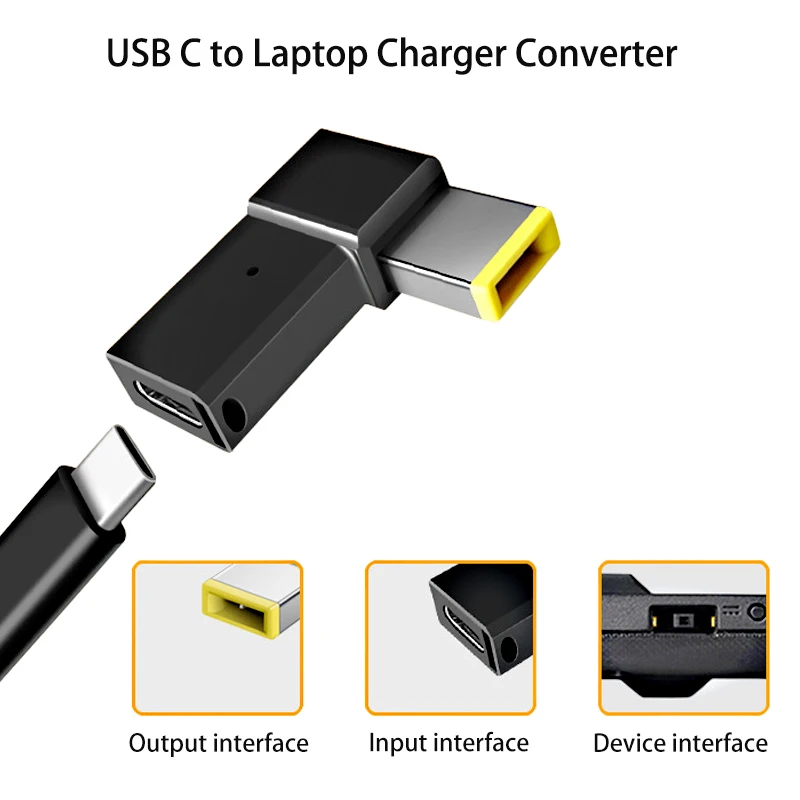 ​PD 100W USB Type C Female to DC Male Adapter for Lenovo ThinkPad USB-C Fast Charging Cable Converter Square PD Plug