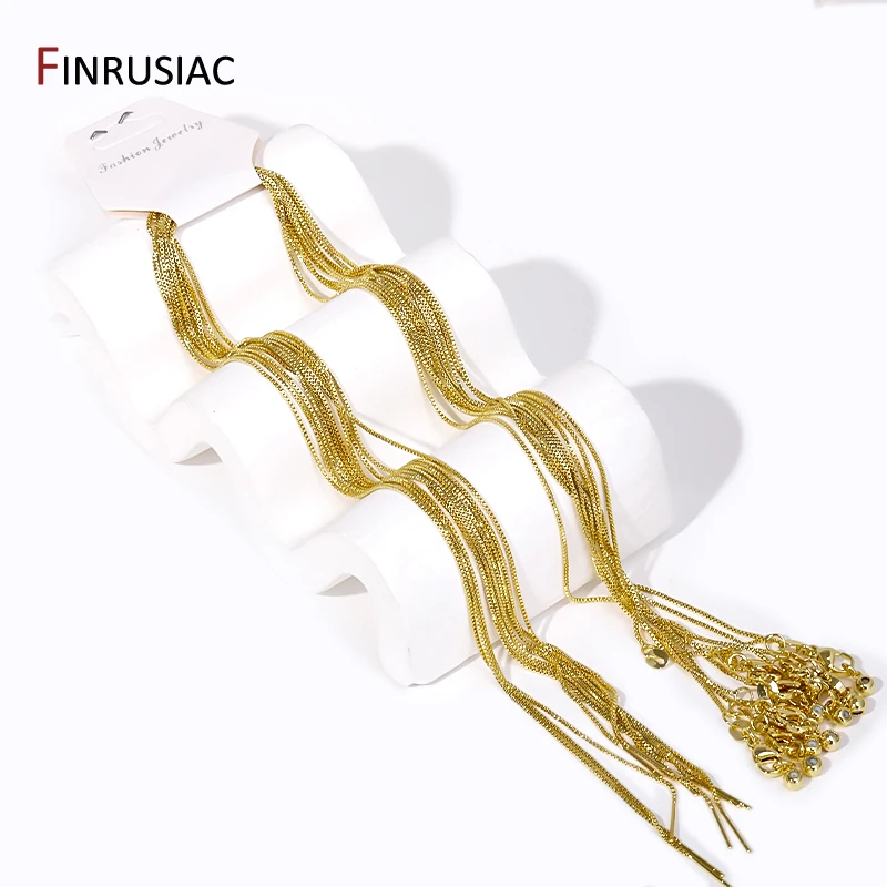 18K Gold Plated Brass 45 cm Box Chain For DIY Necklace Making,0.8 mm Thin Link Chain with Lobster Clasps Chain Handmade Findings