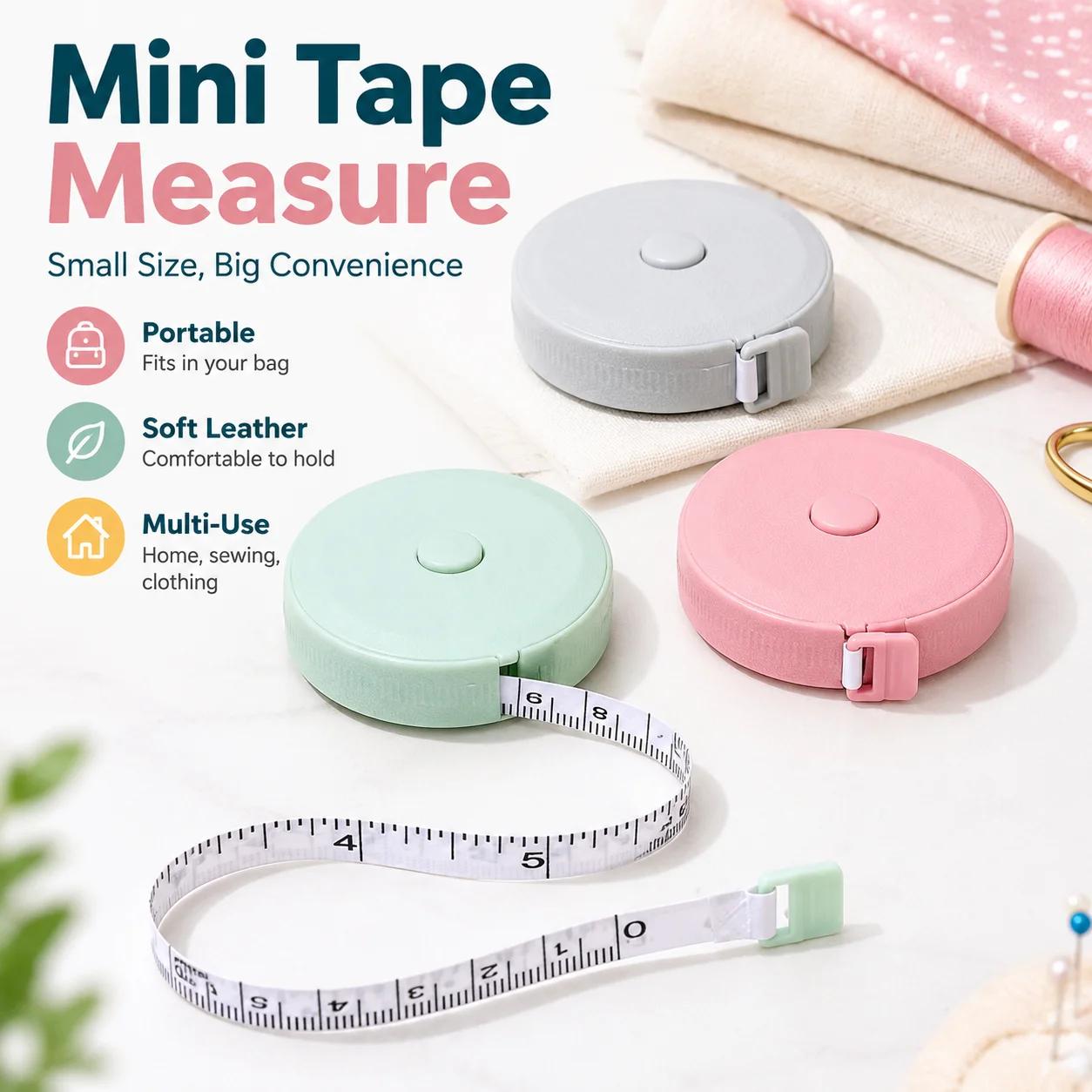 Mini Automatic Retractable Small Tape Measure, Portable Soft Leather Mini Measuring Tape for Household Clothing Sewing