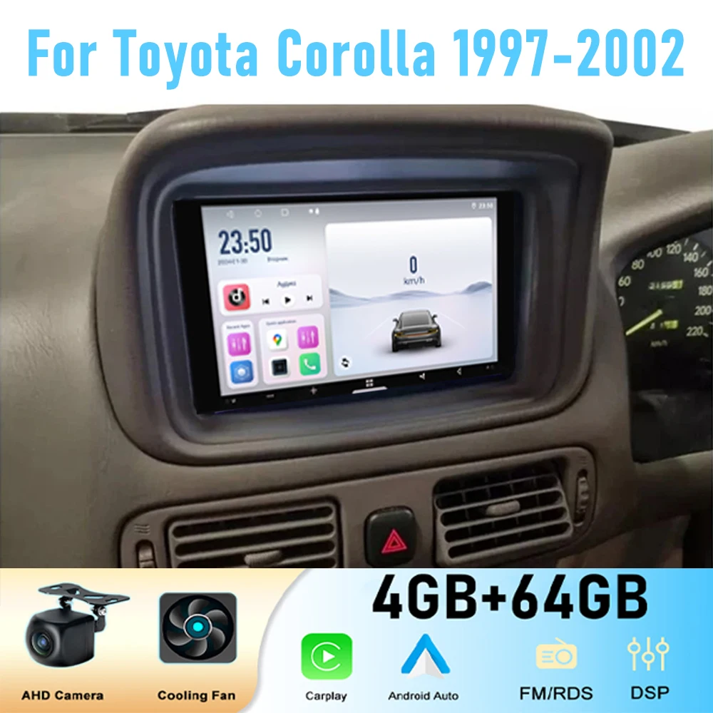 7''  For Toyota Corolla 1997-2002 GPS Car Radio Wireless Apple Carplay  Android 15 Multimedia Player Stereo Navi WIFI BT