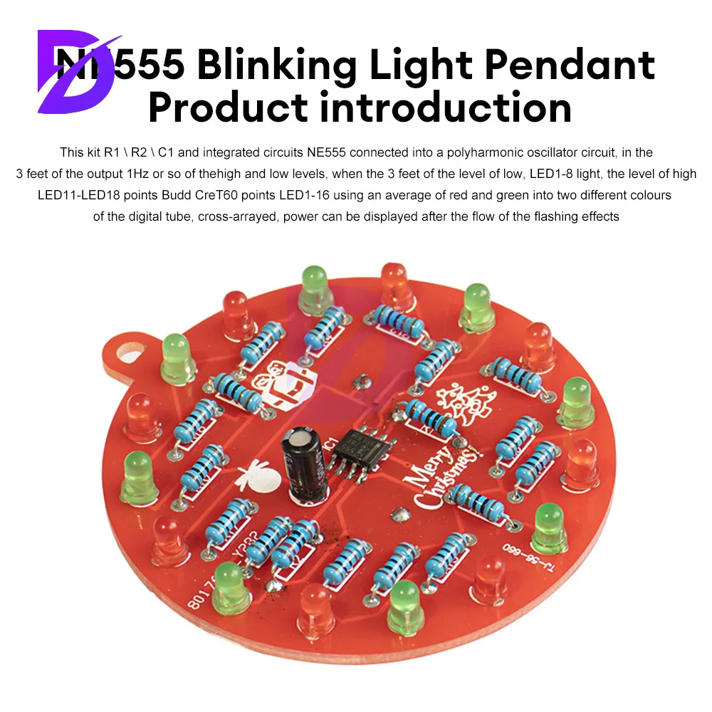 Decorações de árvore de Natal LED NE555 Luz piscante Kit eletrônico DIY - Prática de solda PCB Crcuit