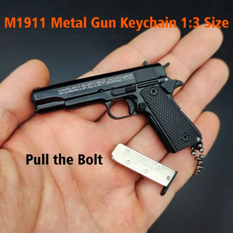 

2025 New PUBG 1:3 Size M1911 Metal Pistol Gun Model Toy Keychain Pendant Gift Decoration Crafts Decoration Crafts Alloy Material