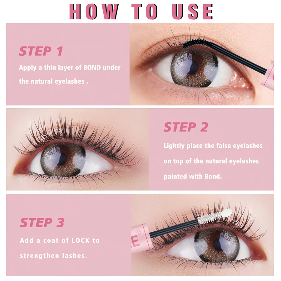 Wasserfester Bindung und Dichtungskleber für Wimpernkleber-Cluster. Starkes, festes, dauerhaftes Kleben und Versiegeln der Wimpernverlängerung