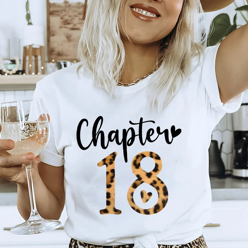 Chapter 18th Tshirt Female Tops Fashion Leopard Graphic Print Women T-Shirt Birthday Girls Party Tee Harajuku Short Sleeve Shirt