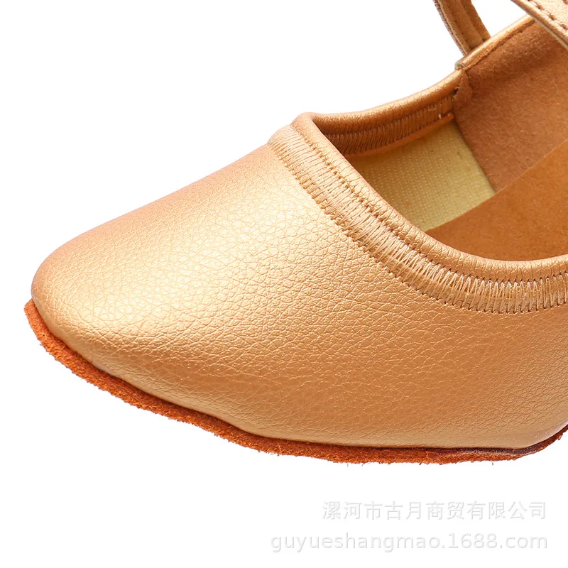 Modern dance shoes with elastic and tight cuffs, women's middle and high heels, social dance shoes, women's adult soft soled bun