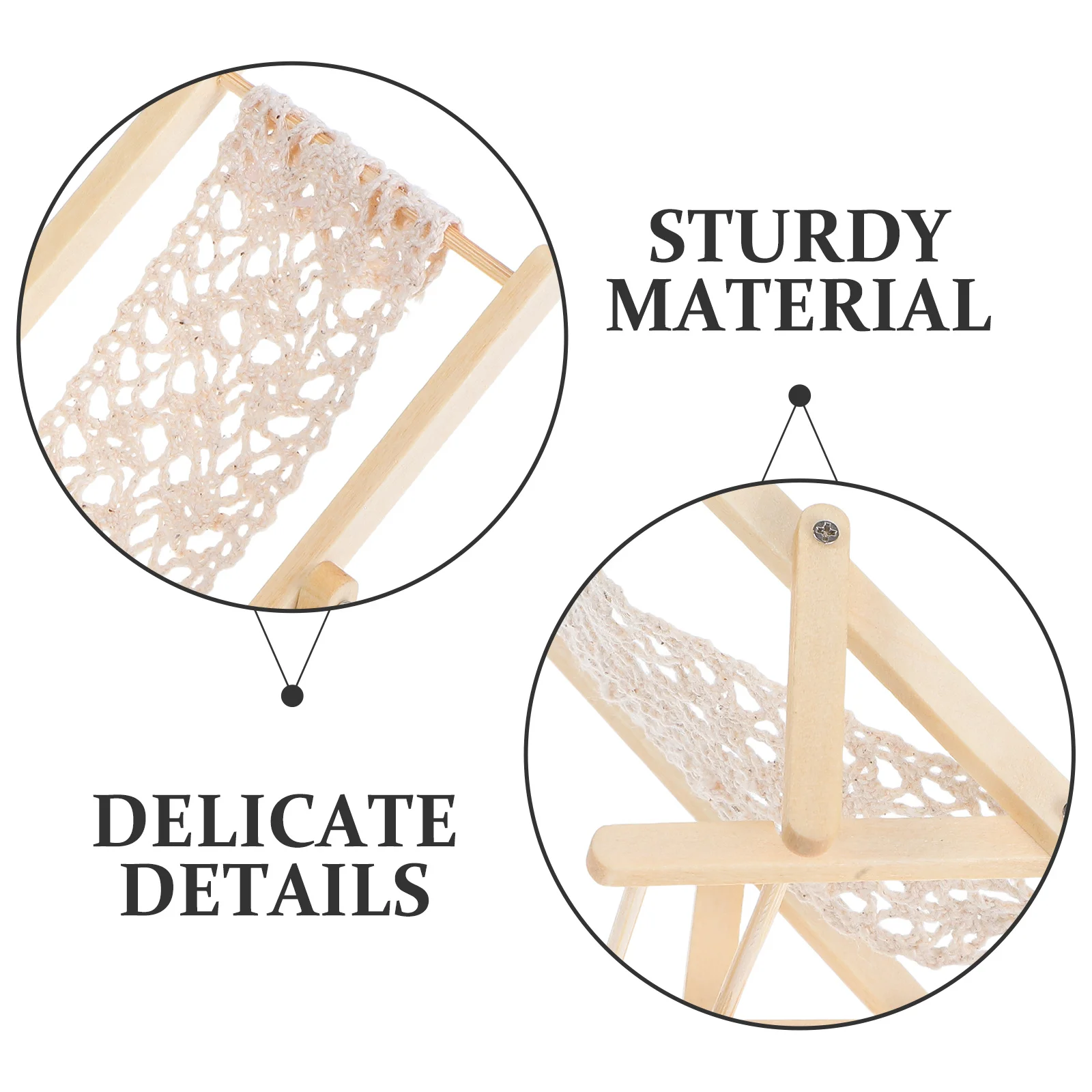 3 قطعة كرسي الشاطئ الخشبي الصغير المحمولة تصميم صغير حمام شمس الجلوس DIY بها بنفسك المشهد الصغير الجنية إكسسوارات الحديقة #2