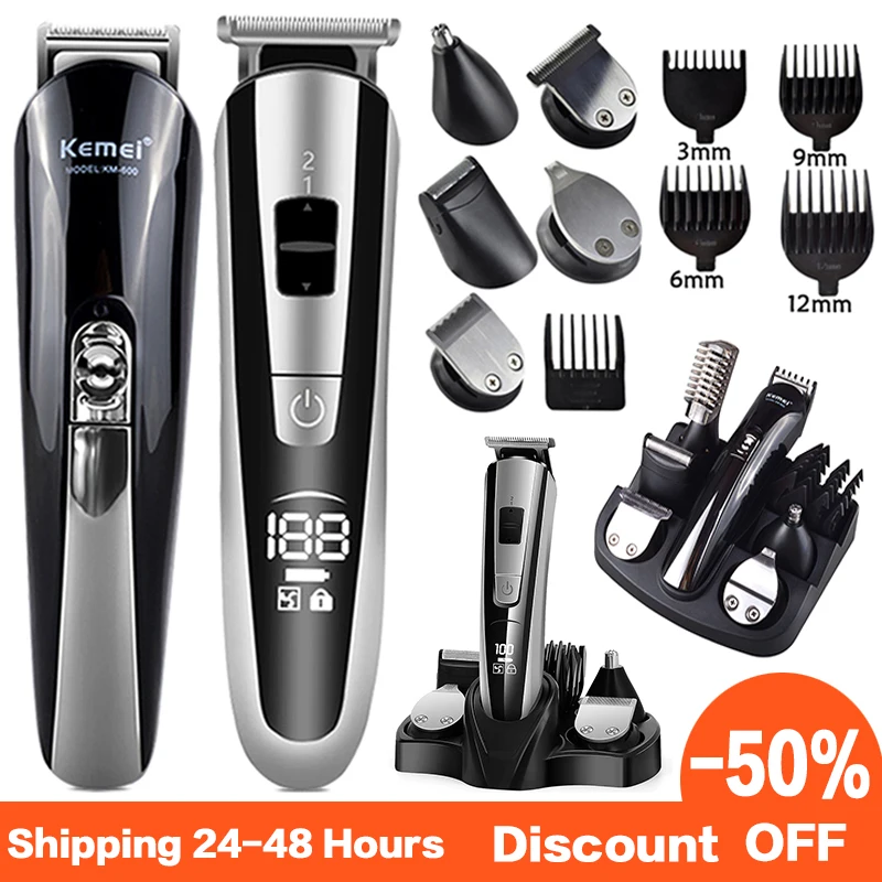 Kemei Hair Trimmer Electric Hair Clipper Beauty Kit Multifunction Shaver Beard Trimmer Cordless Cutting Machine LCD Display 5