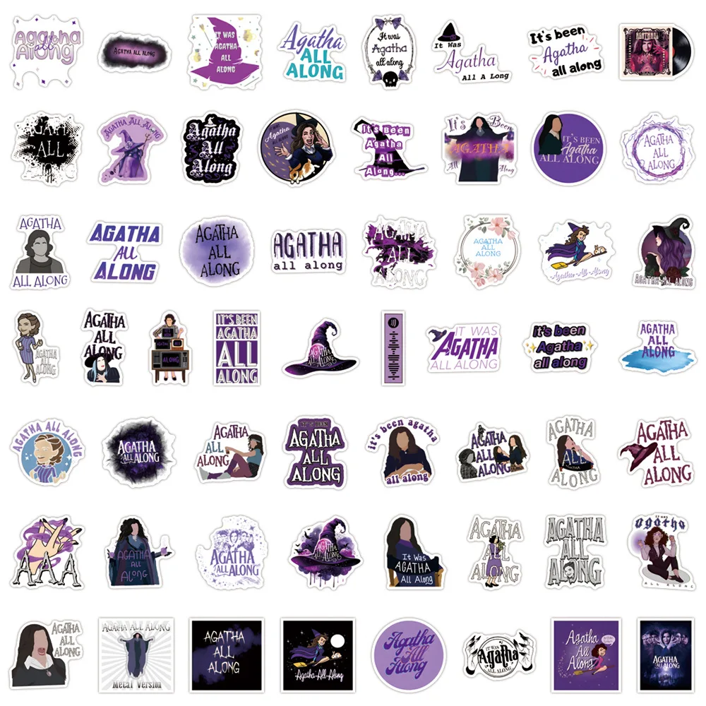55 szt. Naklejek Agatha All Along, personalizowane, fajne, kreatywne, do samodzielnego wykonania, dekoracyjne, na deskorolkę, motocykl, kask, wodoodporne naklejki