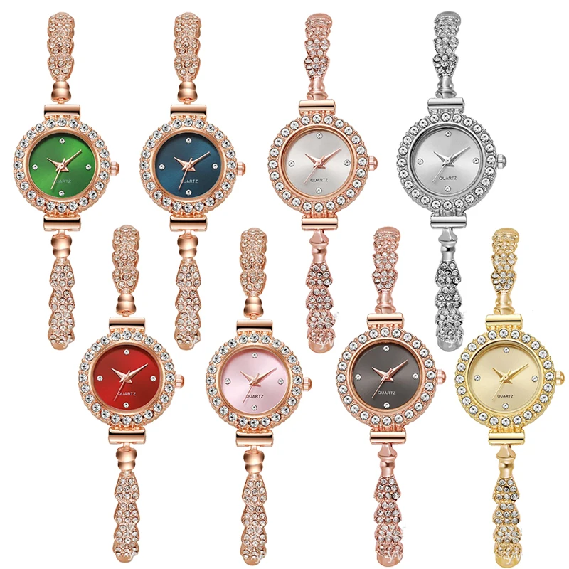 Women's Fashion Quartz Watch with Rhinestone Studded Small Dial Delicate Bracelet Adjustable Strap Versatile Ladies Wristwatches