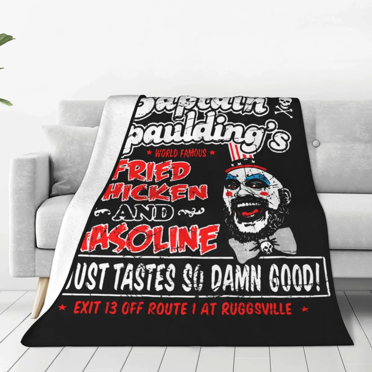 Captain Spaulding Knitted Blanket Flannel Culture Movies Horror House of 1000 Corpses Throw Blankets for Home Couch Bedspread