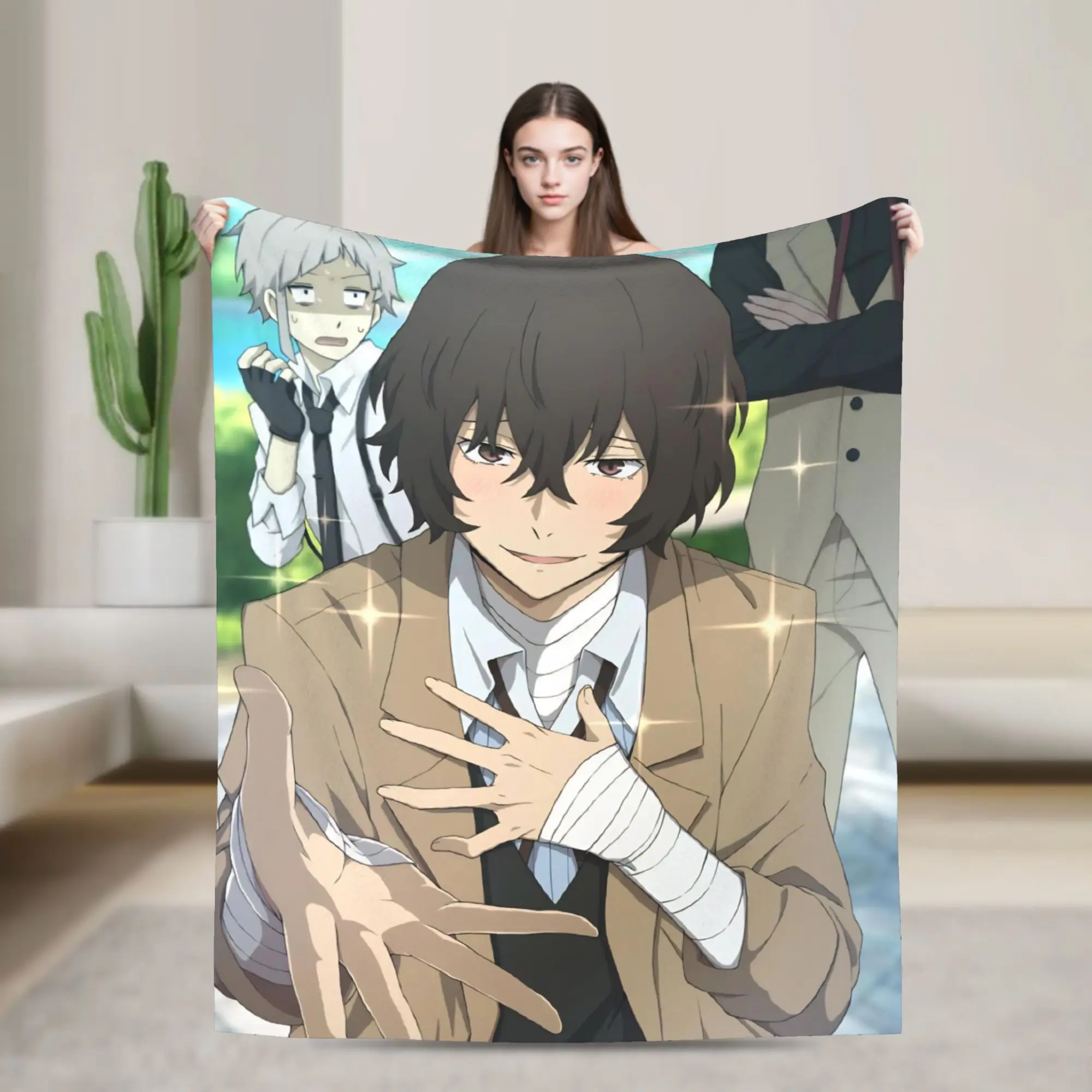 Dazai Bungo Stray Dogs   Blanket Quality Warm  Bedding Throws Autumn Kids Adult Bedroom Fluffy Bedspread