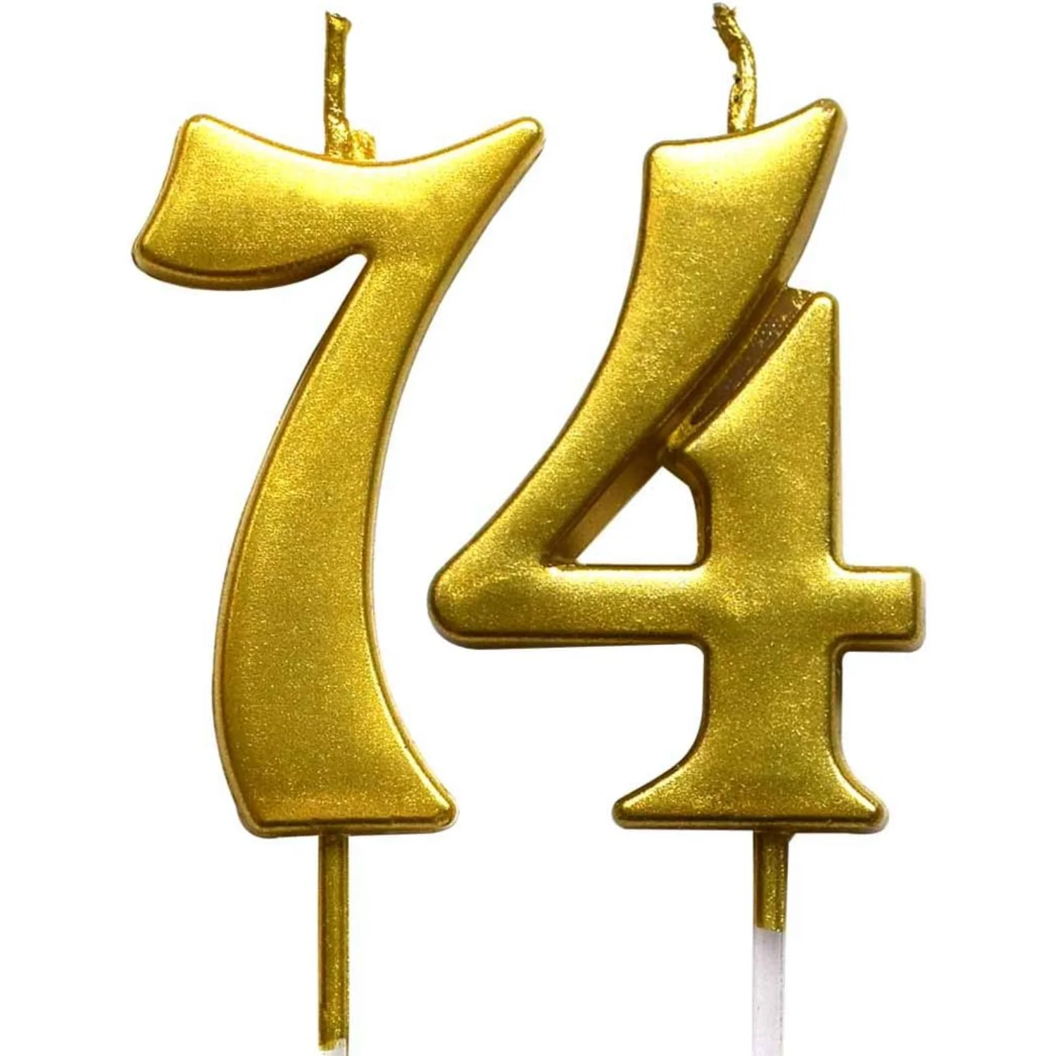 Gold 74th Birthday Numeral Candle, Number 74 Cake Topper  Party Decoration for Women or Men