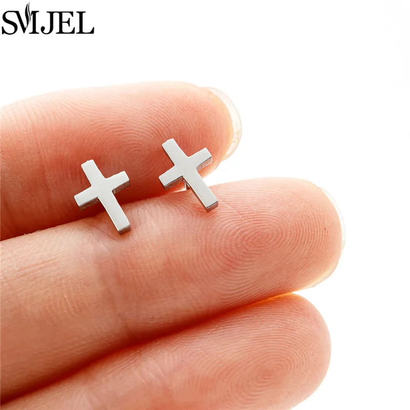 Minimalist Punk Cross Stainless Steel Earrings for Men Women Fashion Geometric Stud Earring Girls Party Jewelry Pendientes Mujer