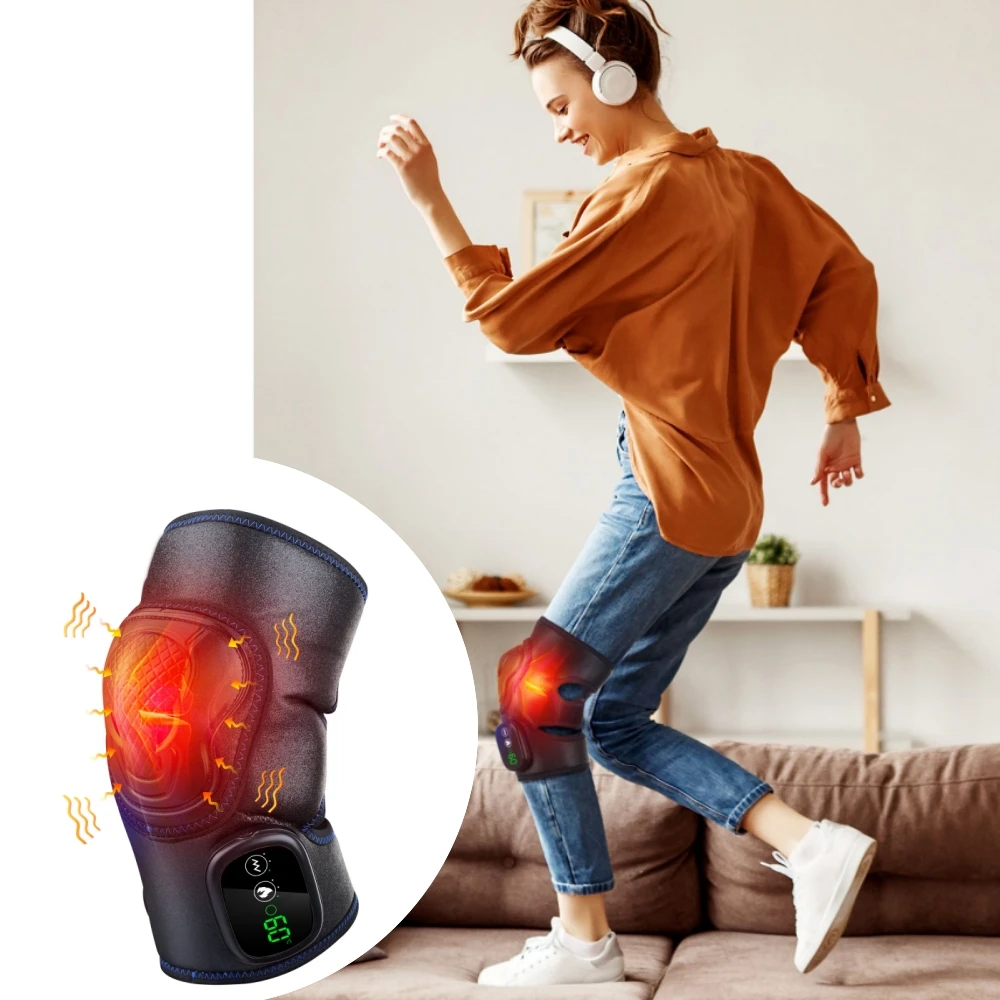 Heated Knee Massager Adjustable Vibration and Heating Modes Heating Pad Legs Circulation Support Brace Relaxation Massage Home