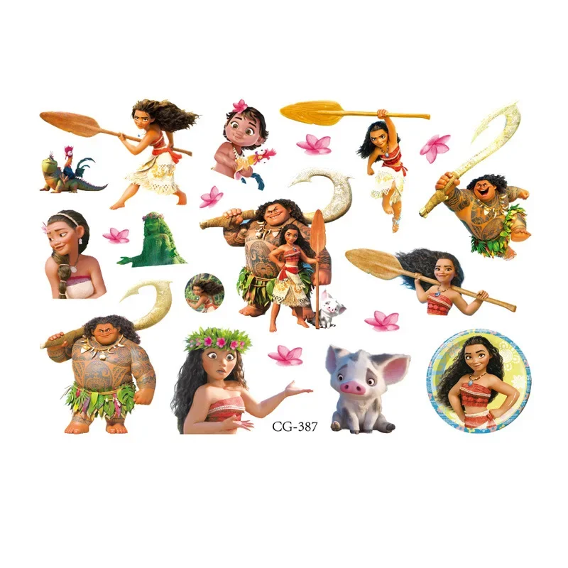 Disney Moana 2, переводные татуировки, милые аниме, детская мода, татуировки, наклейки, одноразовые наклейки с водной печатью, вечерние боди-арт, подарки