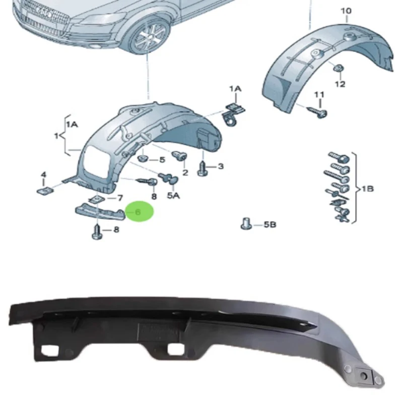 Car Front Fender Lining Fender Fit for Audi Q5 A4L B8 A5 A6L C6 Left and Right Front Wheel Fender Car Modification Accessories