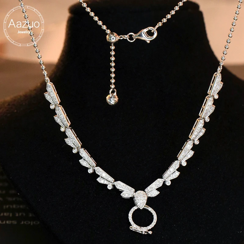 Aazuo Luxury Jewelry 18K Orignal White Gold Real Diamonds 0.80ct Luxury Necklace Gifted For Women Wedding Link Chain Au750