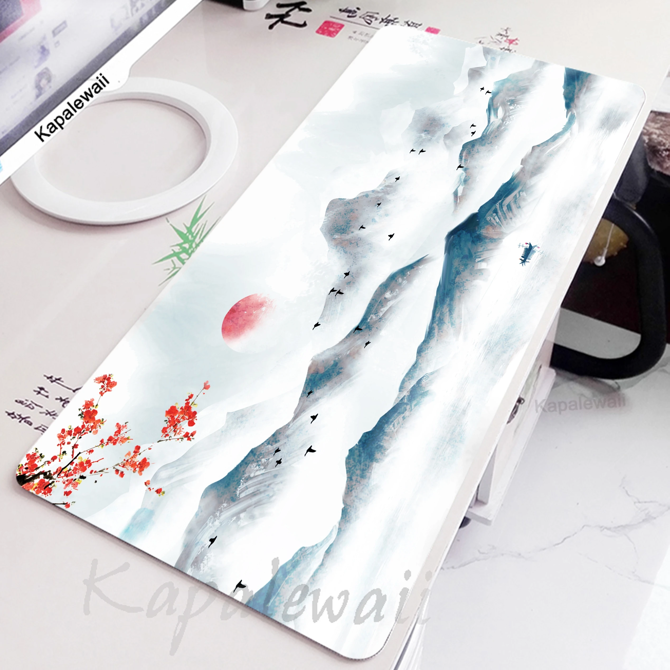 

Large Chinese Style Mouse Pad Pc Landscape Mouse Mat Natural Rubber Computer Office Mousepad Desk Mats Lock Edge Table Carpet