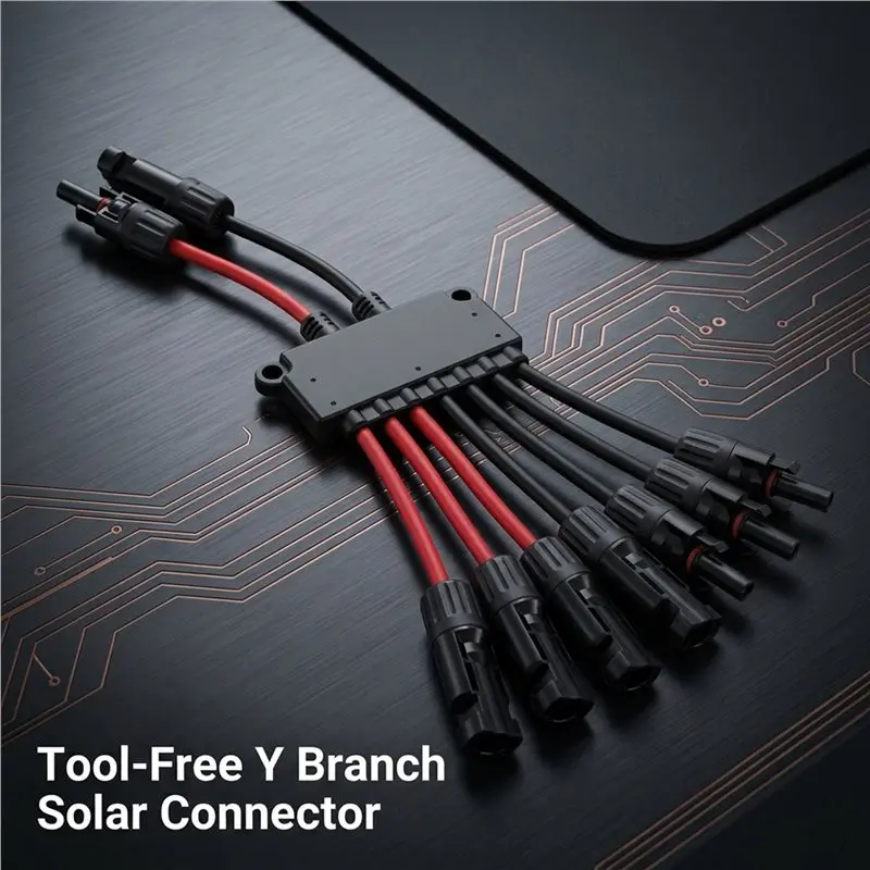 ABDJ-For Solar Connectors 2 To 6 Y-Branch P Type, Tool-Free Design 10Awg, For Solar Panels, Splitter For Boat And RV Compatible
