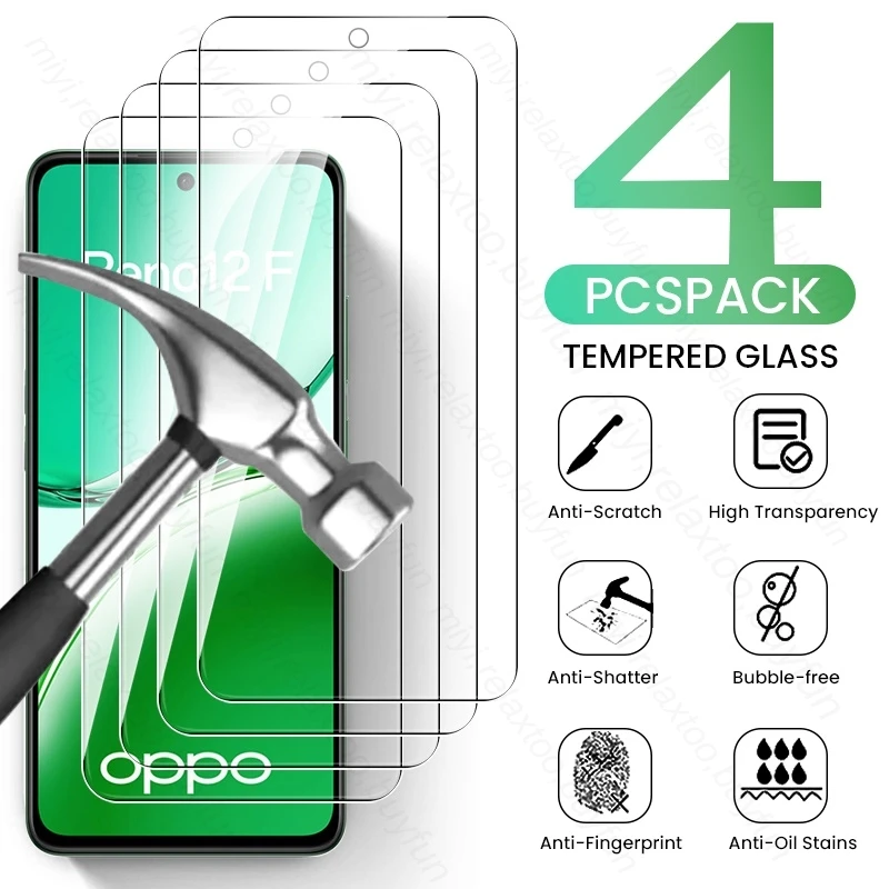 

4 шт. для Oppo Reno12 F 4G/5G стекло HD закаленное стекло Opo Orro Reno12F Reno 12F 12 F F12 9H Премиум защитные пленки для экрана