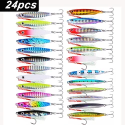 24pcs Metal Jig 40g30g20g Shore Casting Jigging Lure Shore Casting Spoon Saltwater Jack Fishing lures Set Bit Artificial Bait
