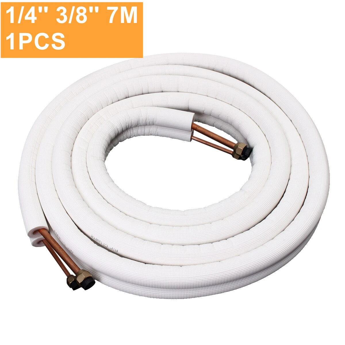 7m 1/4\'\' 3/8\'\' Insulated Copper Pipe Air Conditioner Pipes Fittings Pair Coil Tube Split Line Wire Set Air Conditioner