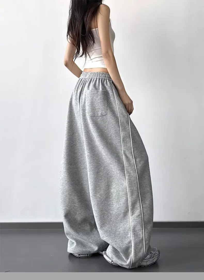 Damen Weite Hosen Frühling/Herbst Neuer Stil Locker Sitzende Slim-Fit Kordelzug Sporthosen Fließende Lässige Lange Hosen – Detail 4