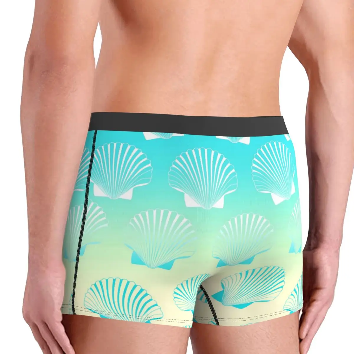 Intimo conchiglie di mare Pantaloncini boxer con stampa sfumata blu e gialla Trenky Mutande da uomo Pantaloncini traspiranti Slip regalo