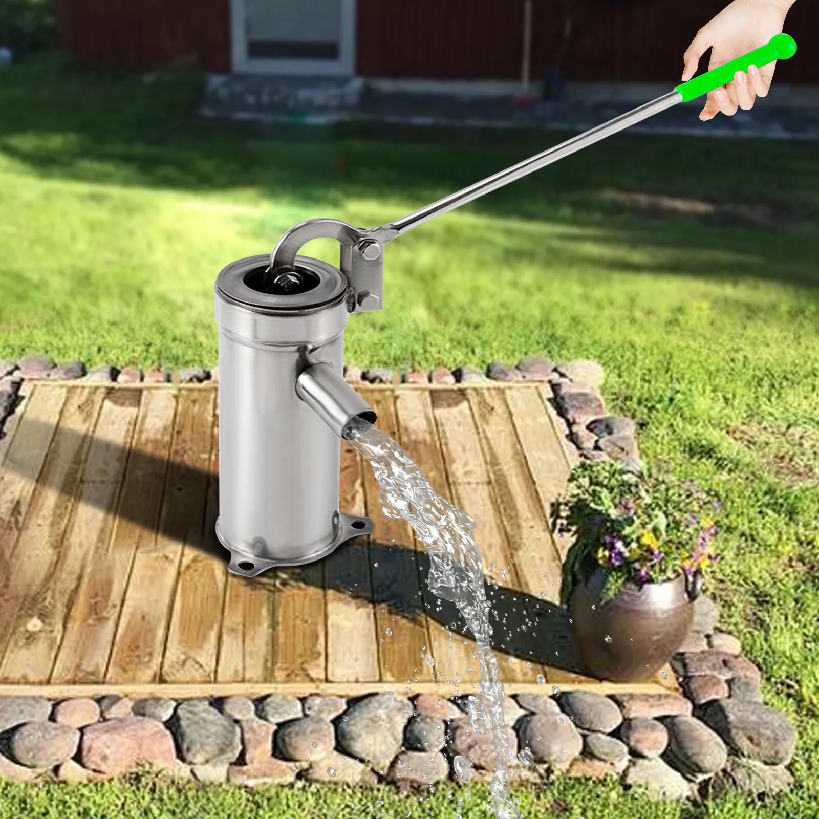 

Ручной насос для глубоководного насоса, ручной насос из нержавеющей стали SU202, ручной пресс 32 мм, для садов, парков, прудов, живописных локаций и т. д.