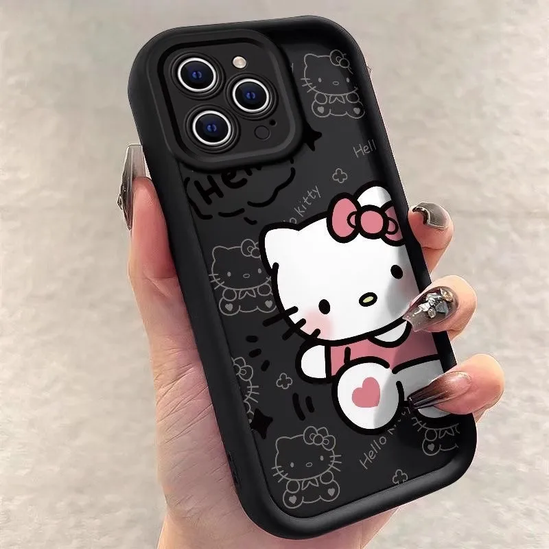 Sanrio insハローキティ漫画マルチステップソフトケース,落下防止シリコンケース,かわいい,ギフト,iPhone 15,14,13,11,12 pro max,y2k,girl