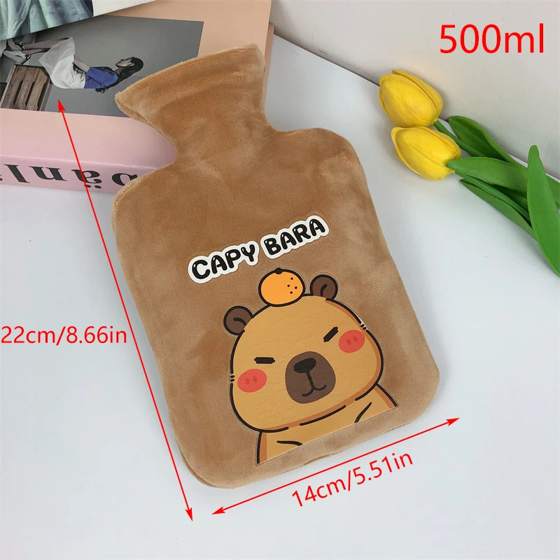 Cartoon Capybara Hand Po Warm Water Bottle 500ml Butelki na gorącą wodę Przenośny ogrzewacz do rąk Dziewczyna Kieszeń na rękę Stopy Torba na gorącą wodę