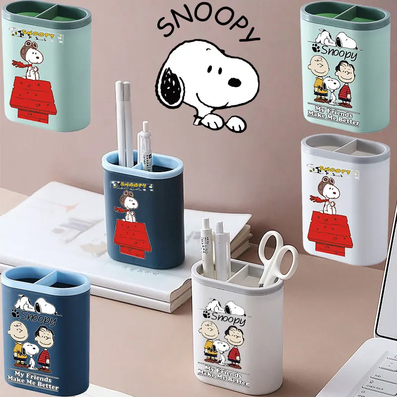 

Настольный органайзер для ручек Snoopy, вместительный контейнер для хранения ручек, коробка для косметических кистей, аксессуары для учебы и общежития