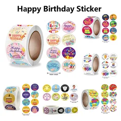 500Pcs 1inch Happy Birthday Stickers Cartoon Animal Seal Label Gift Wrap Scrapbook Party Gift Wrap Seal Sticker Bakery Sticker