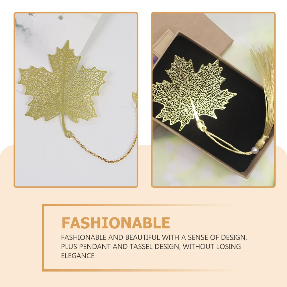 2Pcs Hollow-Out Maple Leaf Brass Bookmark Book Marker Decorative Page-Marker Gift for Readers and Book Lovers Metal Bookmark
