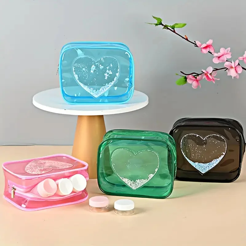 حقيبة تخزين للسفر، حقائب مستحضرات التجميل PVC، حافظات شفافة مقاومة للماء، سعة كبيرة، حقيبة غسيل بلاستيكية بسحاب، حقيبة مكياج محمولة