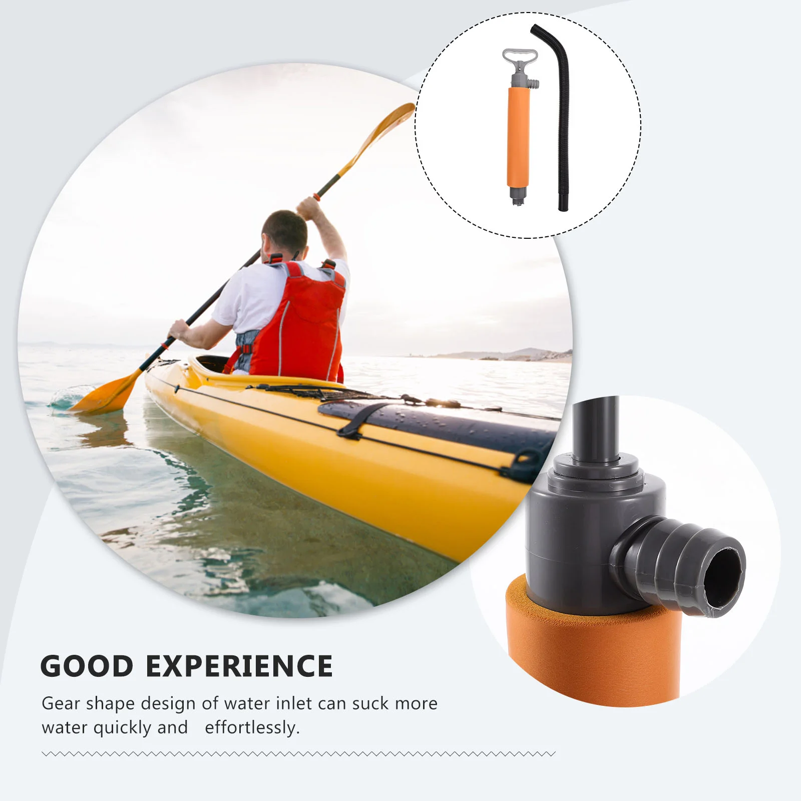 Compact 0.4L Kayak Pump Lightweight Portable Bilge Water Boat Hand Manual Gear Design Quick Prevent Capsizing Safety