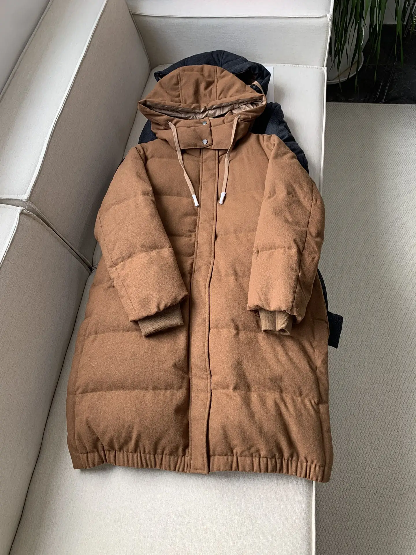 Winter New Wool Hooded Thickened Zipper Long Commuting White Goose Down High Quality Down Jacket For Women