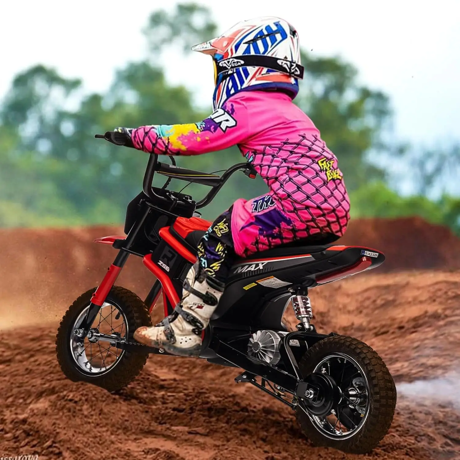 24V Electric Dirt Bike for Kids 350W Ride On Motorcycle, Ages 5+, Up to 14.29 MPH, 2-Speed Modes, Perfect Electric Bike for Kids