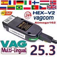2025 Newest VAG COM V25.3 Scanner HEX V2 USB Interface VCDS CAN FOR VW AUDI Skoda Seat Unlimited VINs Polish/English Atmega162