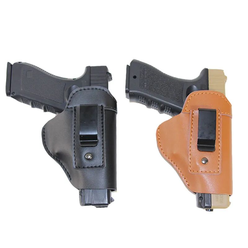

IWB Leather Concealed Carry Gun Holster for Glock 17 19 22 43 Beretta 92 M92 Sig Sauer P226 P229 CZP-09 1911 Pistols Clip Case