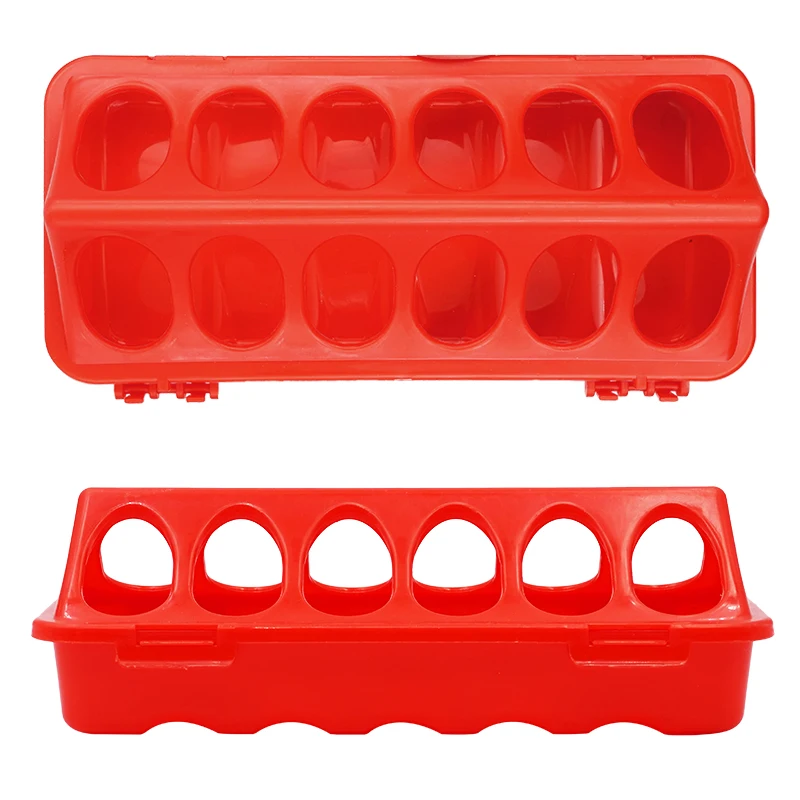 1Pc Double Row 12 Holes Poultry Ground Feeder Plastic Clamshell Feeding Chicken Groove Farm Breeding Supplies