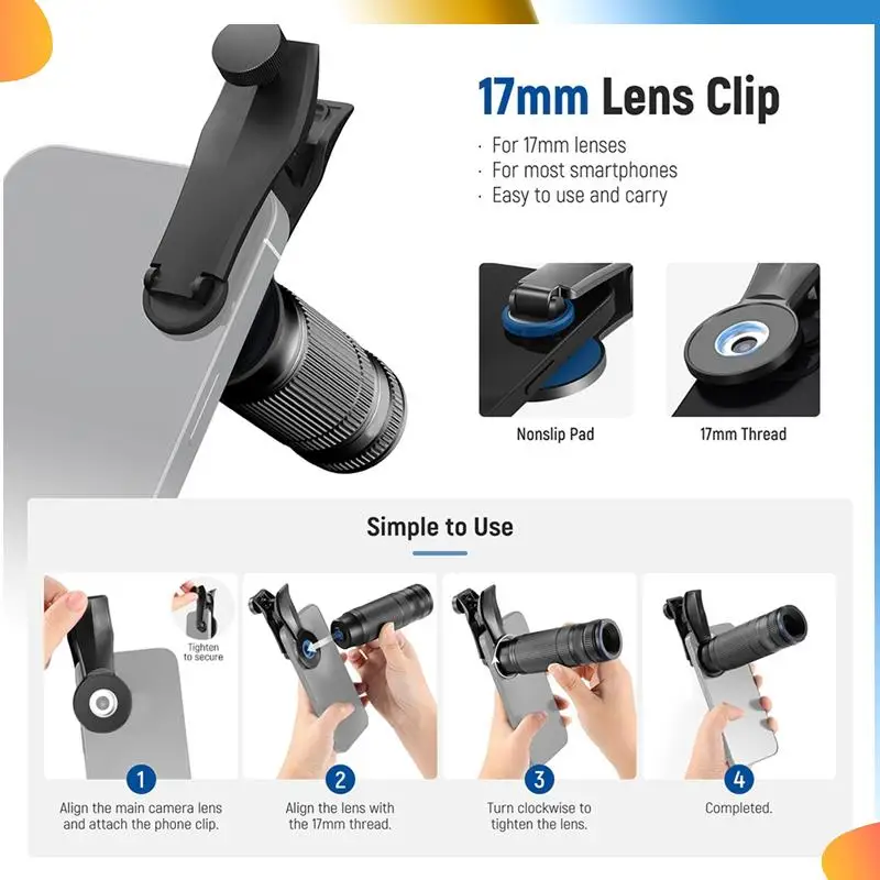 

7X Telephoto Lens With Phone Lens Clip Lens For 17Mm Thread Phone Cage/Phone Case/Backplate