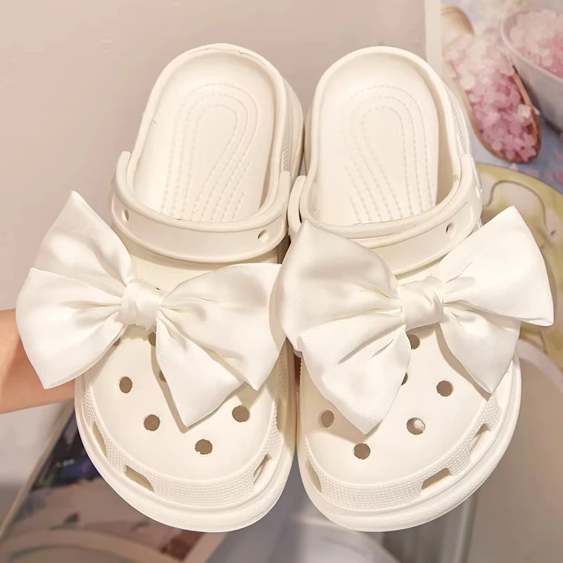 New Cute and Soft 3D Bow Buckle DIY Hole Shoes Sandals Detachable Shoe Flower Charm Shoes Accessories Festival Party Gifts
