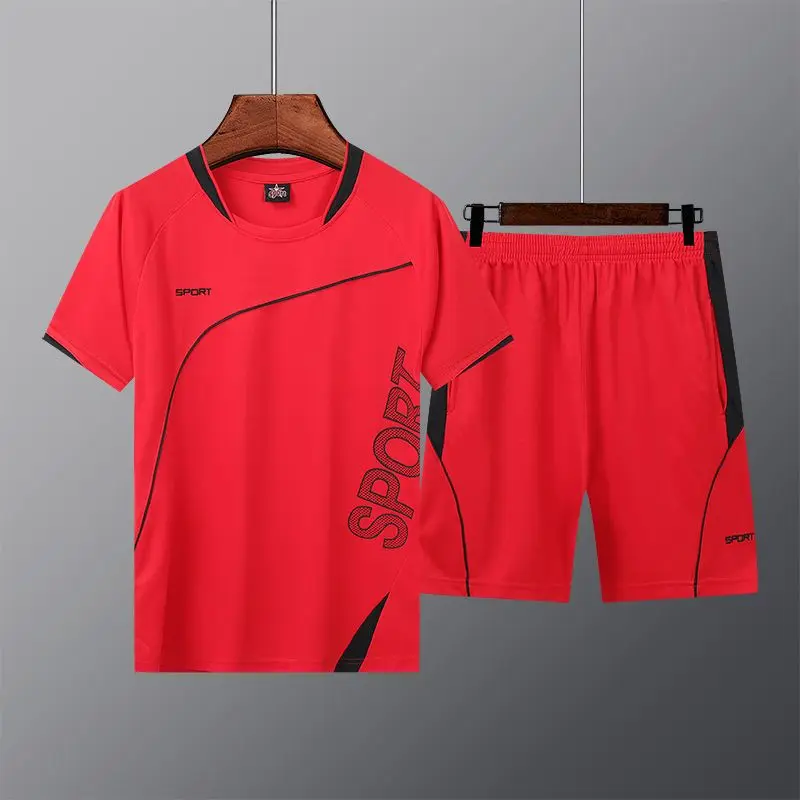 Clothes For Men Summer Sports Casual Short-sleeved Shorts Suit Loose Large Size Two-piece Suit