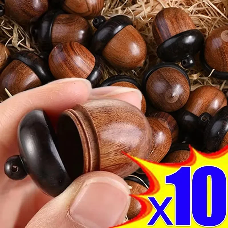 10/1PCS Mini Wood Medicine Pill Box Openable Rescue Tablets Case Portable Storage Sealed Boxes DIY Acorn Wooden Locket Pendant