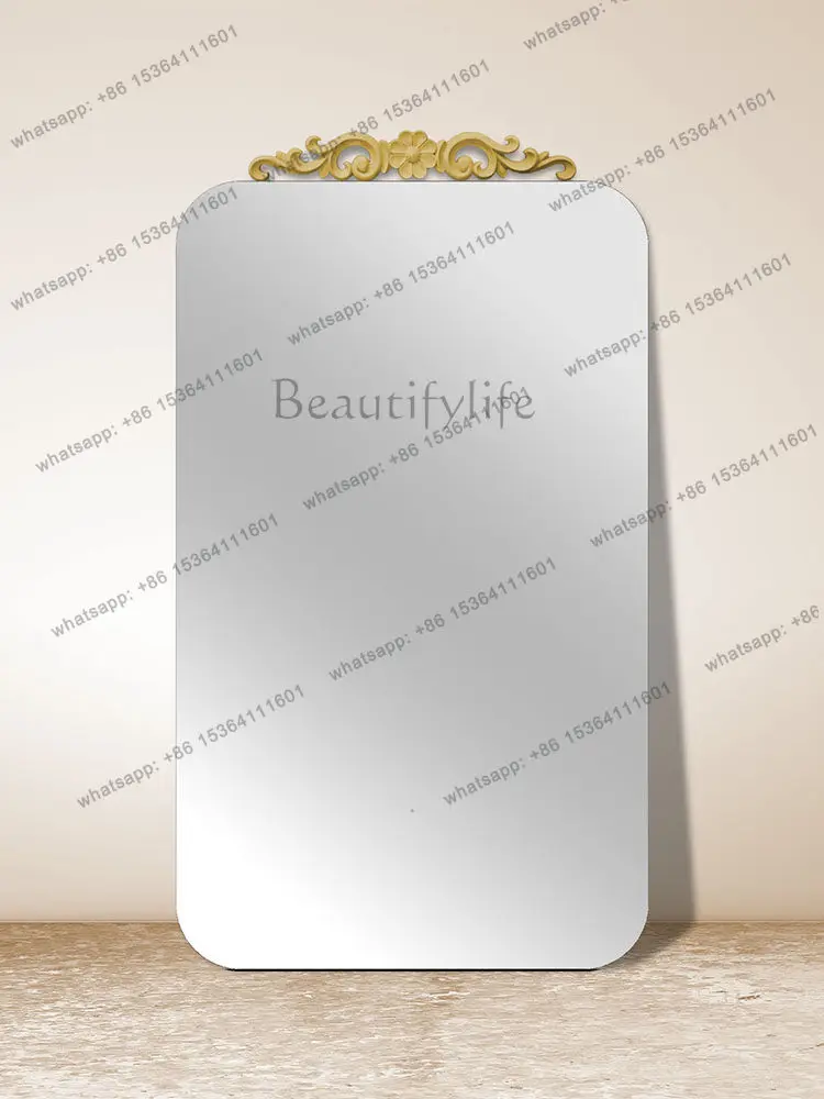 French full-body mirror against the wall, high-value floor-to-ceiling retro full-length mirror for home use